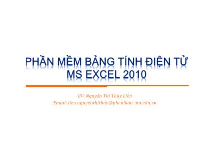 Bài giảng Tin học đại cương - Chương: Phần mềm bảng tính điện tử MS Excel 2010 - Nguyễn Thị Thùy Liên
