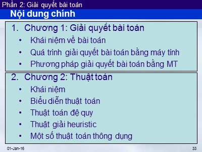 Bài giảng Tin học đại cương - Phần 2: Giải quyết bài toán - Chương 2: Thuật toán