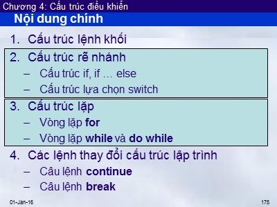 Bài giảng Tin học đại cương - Phần 3: Lập trình C - Chương 4: Cấu trúc điều khiển