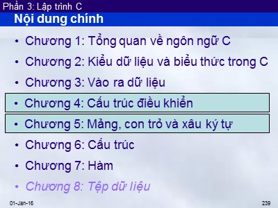 Bài giảng Tin học đại cương - Phần 3: Lập trình C - Chương 5: Mảng, con trỏ và xâu ký tự