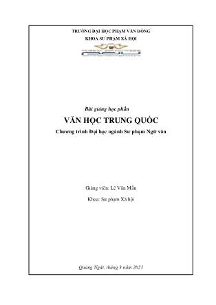 Bài giảng Văn học Trung Quốc