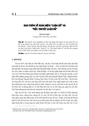 Bàn thêm về khái niệm Luận đề và Tiểu thuyết luận đề