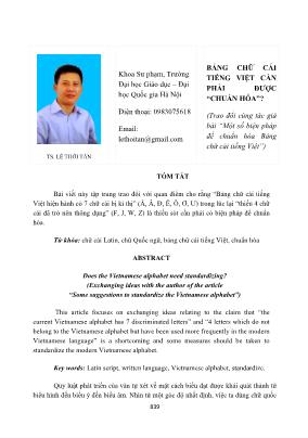Bảng chữ cái tiếng Việt cần phải được “chuẩn hóa”