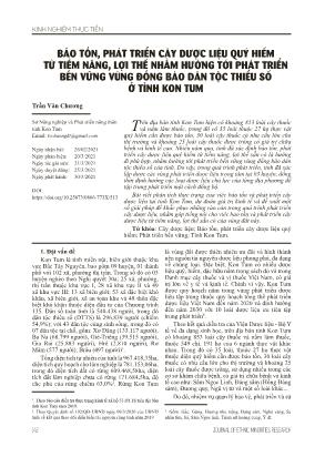 Bảo tồn, phát triển cây dược liệu quý hiếm từ tiềm năng, lợi thế nhằm hướng tới phát triển bền vững vùng đồng bào dân tộc thiểu số ở tỉnh Kon Tum
