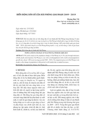 Biến động dân số của Hải Phòng giai đoạn 2009-2019