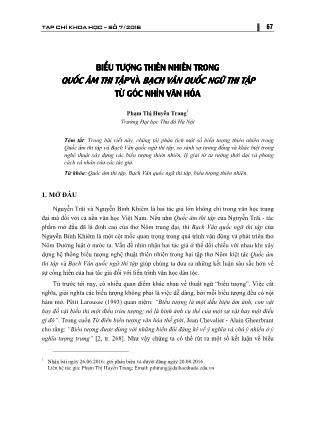 Biểu tượng thiên nhiên trong Quốc âm thi tập và Bạch Vân quốc ngữ thi tập từ góc nhìn văn hóa