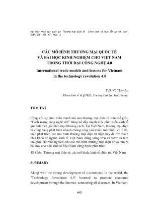 Các mô hình thương mại quốc tế và bài học kinh nghiệm cho Việt Nam trong thời đại công nghệ 4.0