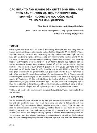 Các nhân tố ảnh hưởng đến quyết định mua hàng trên sàn thương mại điện tử Shopee của sinh viên trường Đại học Công nghệ TP. Hồ Chí Minh