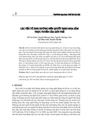 Các yếu tố ảnh hưởng đến quyết định mua sắm trực tuyến của giới trẻ
