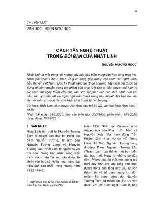 Cách tân nghệ thuật trong Đôi bạn của Nhất Linh