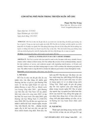 Cảm hứng phê phán trong truyện ngắn Đỗ Chu