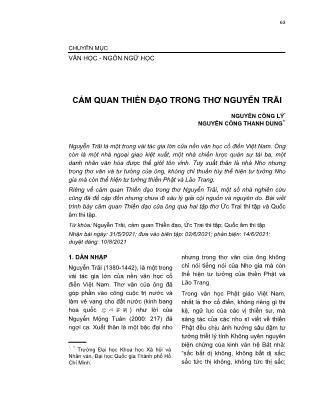 Cảm quan Thiền đạo trong thơ Nguyễn Trãi