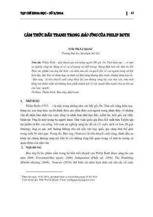 Cảm thức đấu tranh trong Báo ứng của Philip Roth