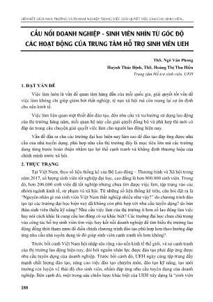 Cầu nối doanh nghiệp - Sinh viên nhìn từ góc độ các hoạt động của trung tâm hỗ trợ sinh viên UEH