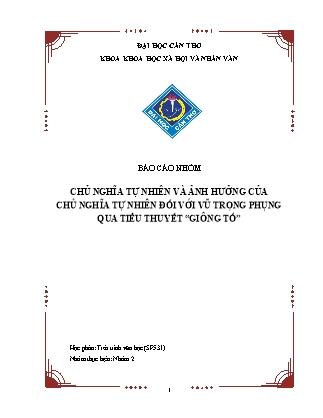 Chủ nghĩa tự nhiên và ảnh hưởng của chủ nghĩa tự nhiên đối với Vũ Trọng Phụng qua tiểu thuyết “Giông tố”