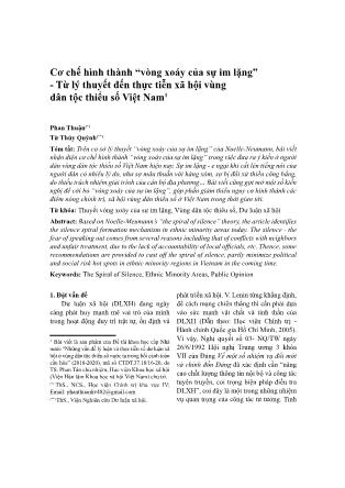 Cơ chế hình thành “vòng xoáy của sự im lặng” - Từ lý thuyết đến thực tiễn xã hội vùng dân tộc thiểu số Việt Nam
