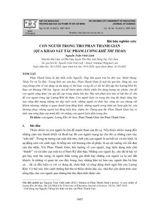 Con người trong thơ Phan Thanh Giản (qua khảo sát tác phẩm Lương Khê thi thảo)