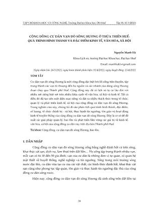 Cộng đồng cư dân Vạn Đò sông Hương ở Thừa Thiên Huế: Quá trình hình thành và đặc điểm kinh tế, văn hóa, xã hội