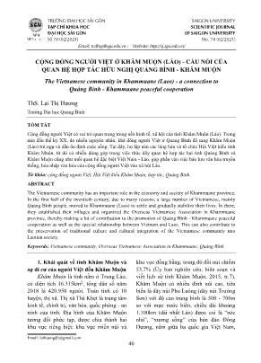 Cộng đồng người Việt ở Khăm Muộn (Lào) - Cầu nối của quan hệ hợp tác hữu nghị quảng Bình - Khăm Muộn