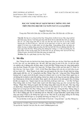 Đặc sắc nghệ thuật kịch thơ Huy Thông 1932–1945 trên phương diện đề tài ngôn ngữ của loại hình