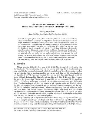 Đặc trưng thể loại trinh thám trong tiểu thuyết Bùi Huy Phồn giai đoạn 1930 - 1945