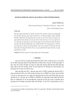Đánh giá Horn-DL trong quan hệ so sánh với Horn SROIQ