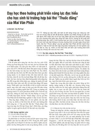 Dạy học theo hướng phát triển năng lực đọc hiểu cho học sinh từ trường hợp bài thơ “Thuốc đắng” của Mai Văn Phấn