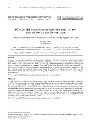 Đề tài gia đình trong các truyện ngắn trước năm 1945 mới được sưu tầm của Nguyễn Văn Xuân