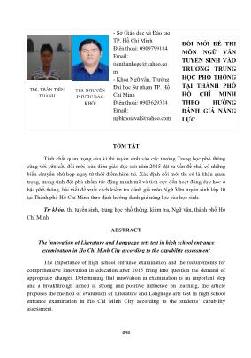 Đổi mới đề thi môn Ngữ văn tuyển sinh vào trường Trung học phổ thông tại thành phố Hồ Chí Minh theo hướng đánh giá năng lực