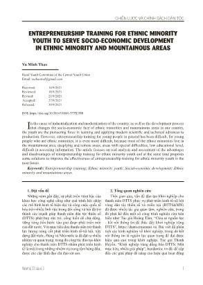 Entrepreneurship training for ethnic minority youth to serve socio-economic development in ethnic minority and mountainous areas