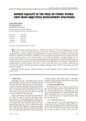 Gender equality in the field of ethnic works - view from objectives development strategies