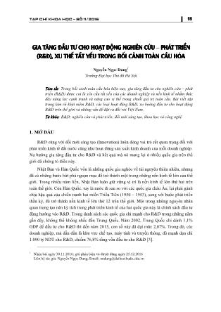 Gia tăng đầu tư cho hoạt động - Phát triển (R&D), xu thế tất yếu trong bối cảnh toàn cầu hóa