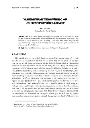 “Giải Kinh Thánh” trong văn học Nga từ F.Dostoevsky đến Ts.Aitmatov