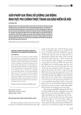 Giải pháp gia tăng số lượng lao động khu vực phi chính thức tham gia bảo hiểm xã hội