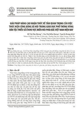 Giải pháp nâng cao nhận thức về tầm quan trọng của việc thực hiện công bằng xã hội trong giáo dục phổ thông vùng dân tộc thiểu số ở khu vực miền núi phía Bắc Việt Nam hiện nay