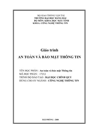 Giáo trình An toàn và bảo mật thông tin - Nguyễn Hữu Tuân