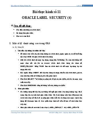 Giáo trình Bảo mật hệ thống thông tin - Bài thực hành số 11: Oracle Label Security (4)