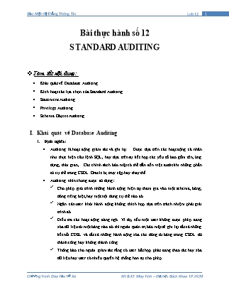 Giáo trình Bảo mật hệ thống thông tin - Bài thực hành số 12: Standard Auditing
