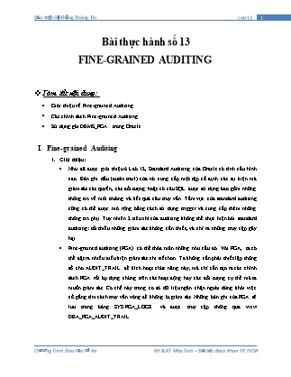 Giáo trình Bảo mật hệ thống thông tin - Bài thực hành số 13: Fine-grained Auditing