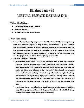 Giáo trình Bảo mật hệ thống thông tin - Bài thực hành số 6: Virtual Private Database (1)