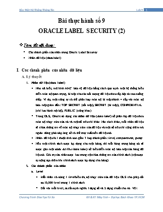 Giáo trình Bảo mật hệ thống thông tin - Bài thực hành số 9: Oracle Label Security (2)