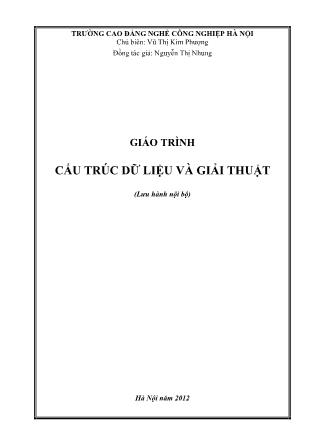 Giáo trình Cấu trúc dữ liệu và giải thuật - Vũ Thị Kim Phượng