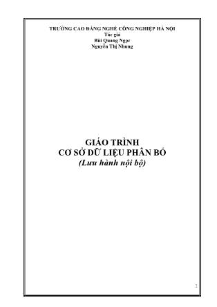 Giáo trình Cơ sở dữ liệu phân bổ