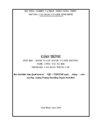 Giáo trình Hành vi con người và môi trường xã hội