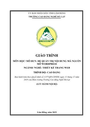 Giáo trình Hệ quản trị nội dung mã nguồn mở Wordpress
