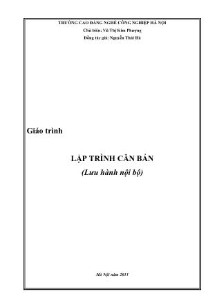 Giáo trình Lập trình căn bản - Vũ Thị Kim Phượng