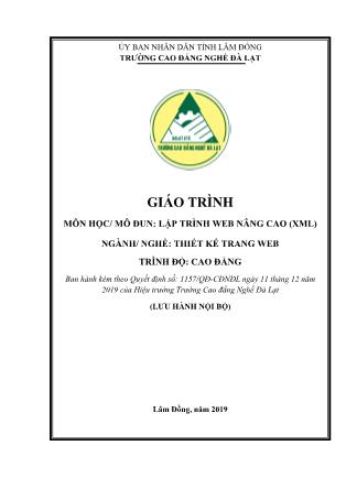 Giáo trình Lập trình web nâng cao (XML)