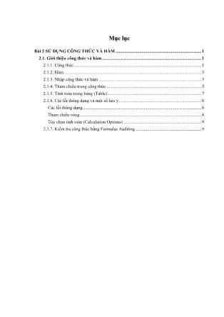Giáo trình Microsoft Excel 2007 - Bài 2: Sử dụng Công thức và Hàm - Trần Thanh Phong