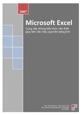 Giáo trình Microsoft Excel 2007 - Bài 3: Đồ thị và hình vẽ - Trần Thanh Phong