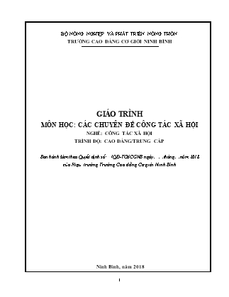 Giáo trình môn Các Chuyên đề công tác xã hội